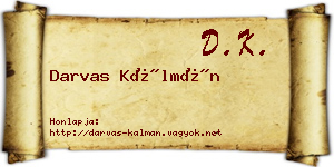 Darvas Kálmán névjegykártya